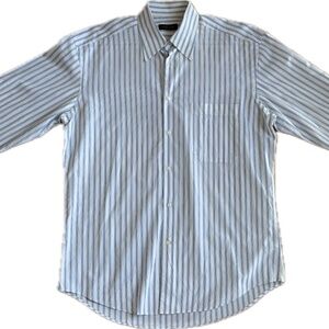 Corneliani Blue and White Striped Dress Shirt